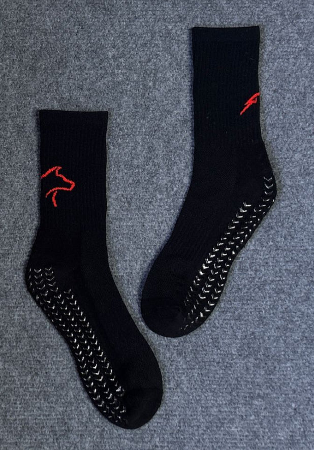Black and Red Grip socks